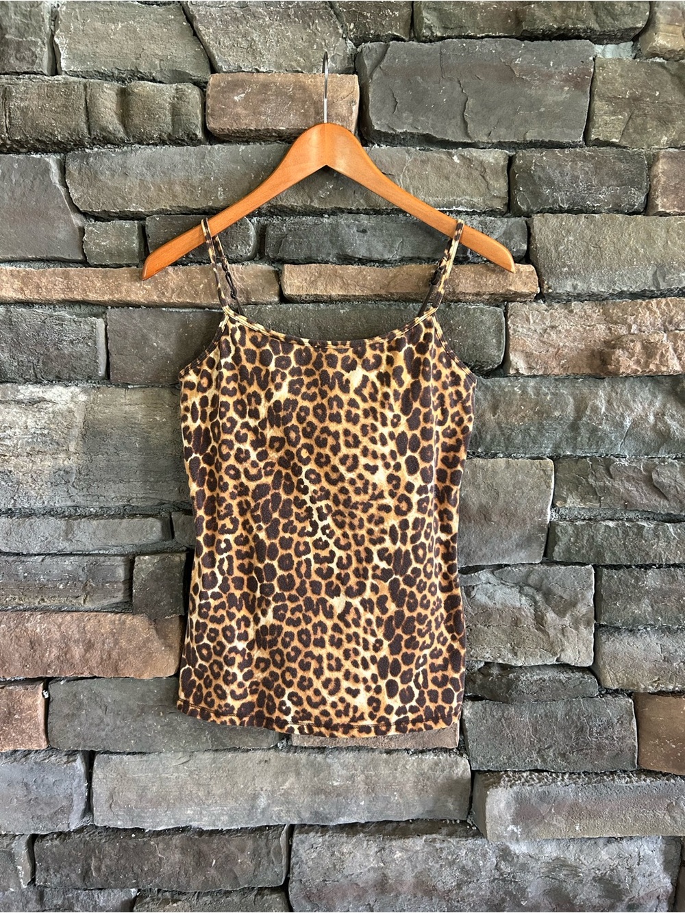 Express y2k VTG It Girl Grunge Leopard Print Cotton Stretch Cami/Tank Top Size M